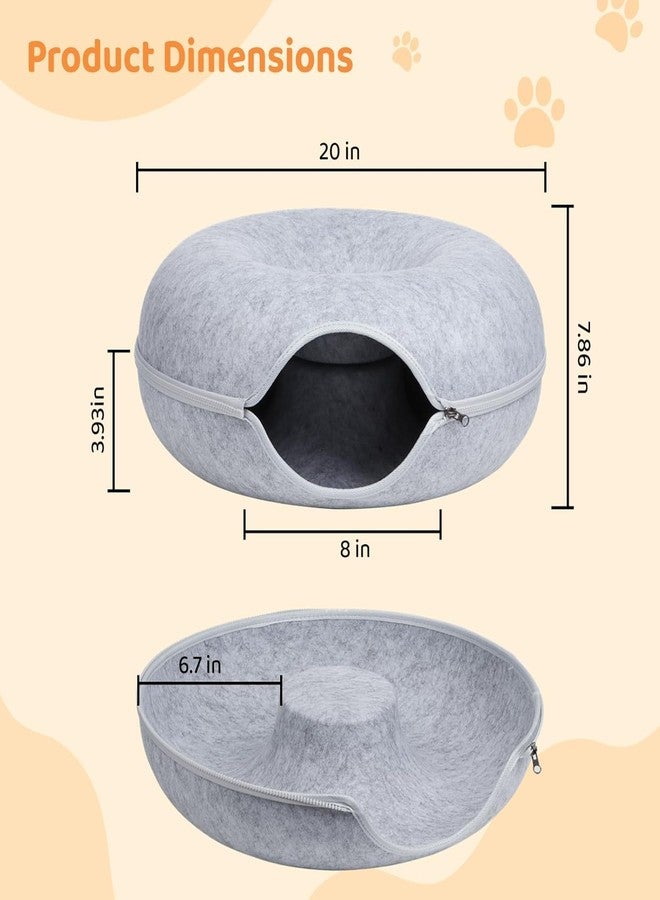 ARJEX Cat Tunnel Bed, Cat Tunnels with Ventilated Window for Indoor Cats, Cat Cave for Hideaway, Anti-Collapse Felt Play Tunnel for Small Pets ((Light Gray, Medium - 20 Inch Diameter) - Image 2